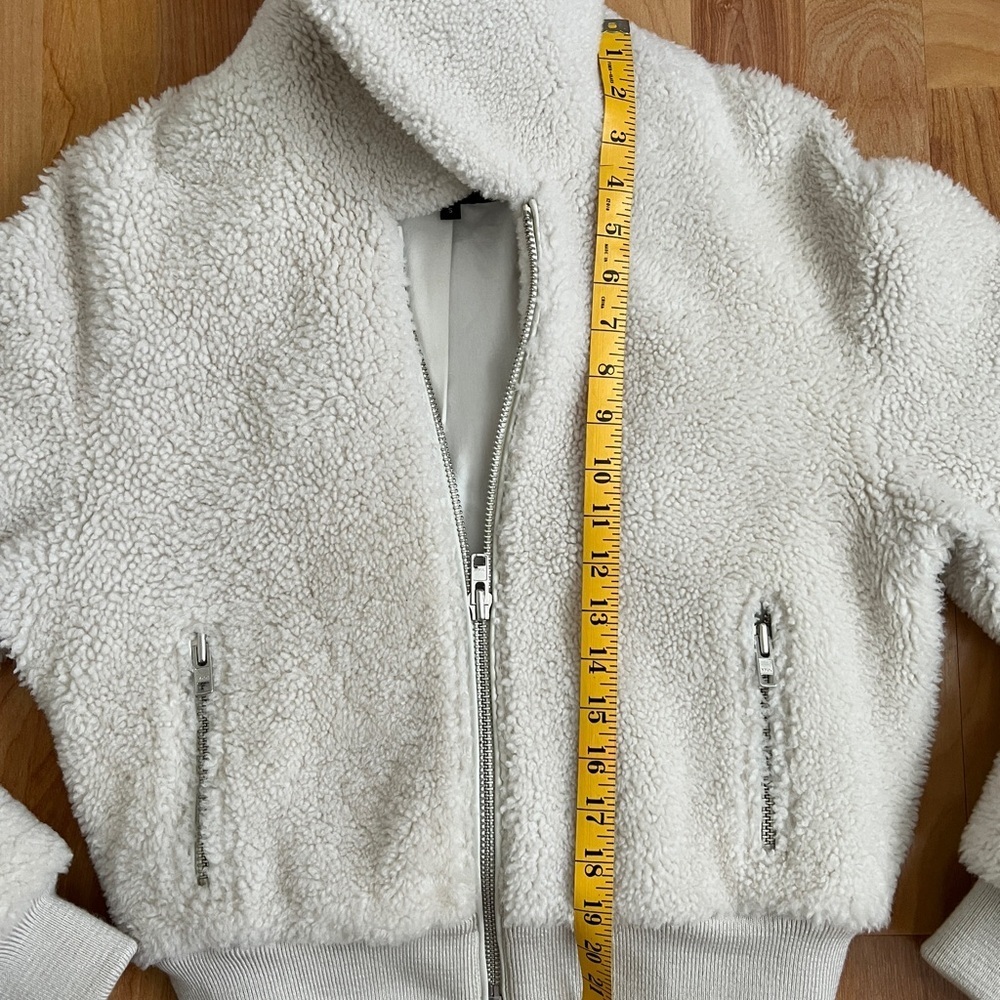 NWOT DSTLD Cream Lamb Shearling Jacket w zipper pockets fully lined SZ Small - Picture 12 of 14